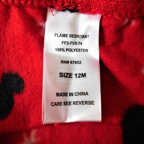 Disney Mickey Mouse 2 Piece Pajama Set Red 12M - Picture 7 of 8